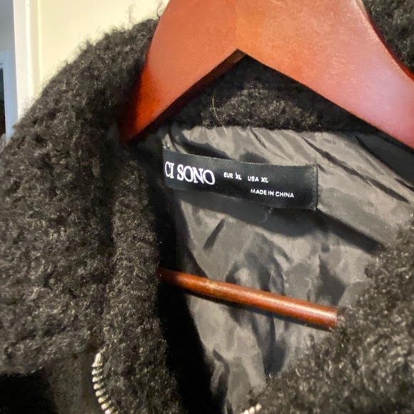 CI SONO Charcoal Cropped Bouclé Bomber Jacket XL - Picture 6 of 7